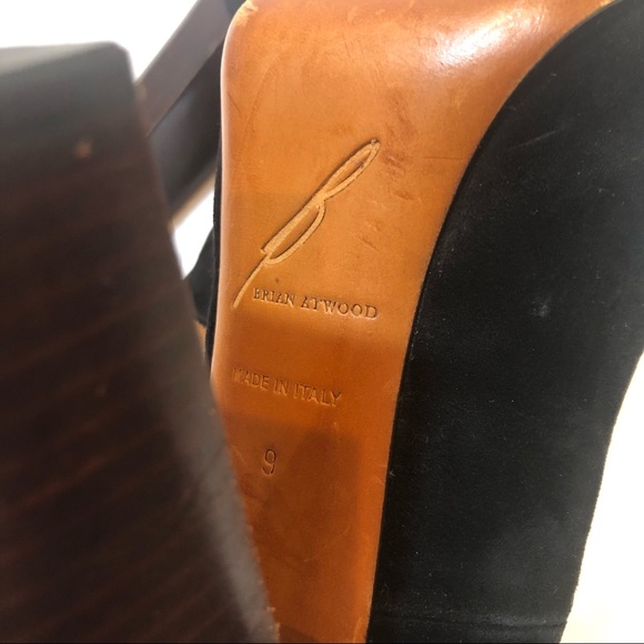 Brian Atwood black Petisca stacked heel size 9 - Picture 8 of 8